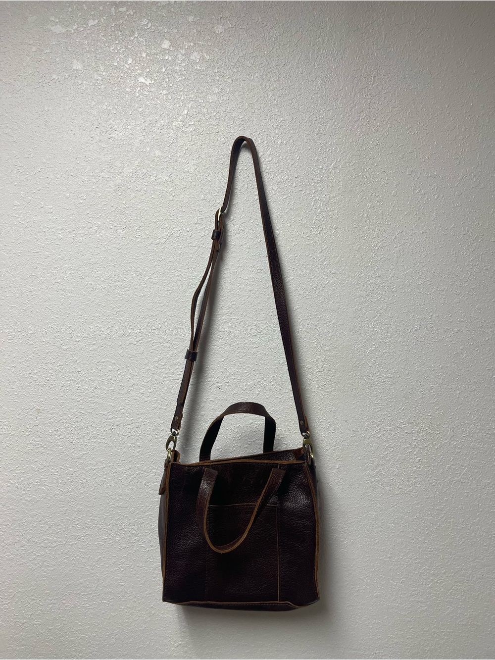 Portland Leather Dark Brown Crossbody Tote